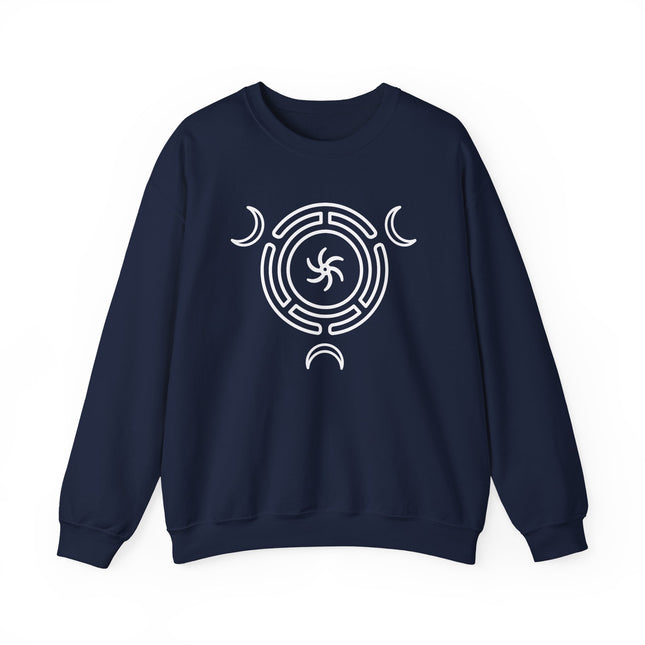 Pagan Hecate Triple Goddess Moon symbol sweatshirt graphic.