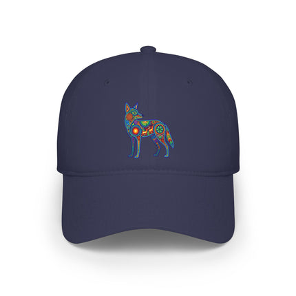 Huichol Coyote DTF Print Baseball Cap | Indigenous Mexican Art Hat