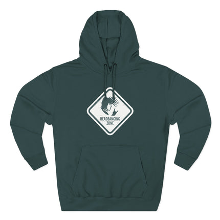 Headbanging Zone rock graphic hoodie featuring a devil silhouette and metal culture design.