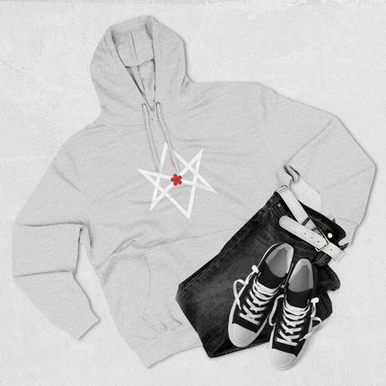 Unicursal Hexagram Hoodie | Thelemic Red Flower Unisex Pullover V2