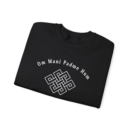 Om Mani Padme Hum endless knot buddhist mantra spiritual pullover sweatshirt.