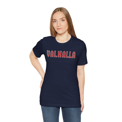 VALHALLA Norse Mythology Viking T-Shirt | Bold Red Letter Text Tee