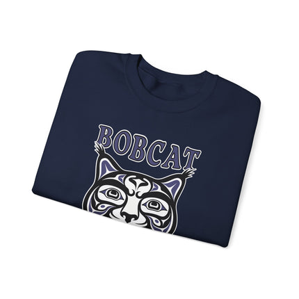Bobcat Spirit Native American art sweatshirt featuring indigenous bobcat design pullover.