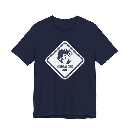 Headbanging Zone rock silhouette graphic tee for metal and rock music fans.
