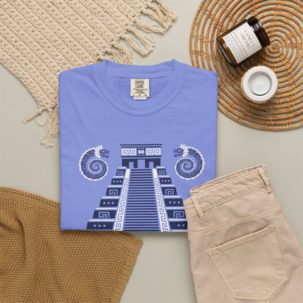 Stepped Pyramid T-Shirt | Red and Gold Mesoamerican Graphic Tee