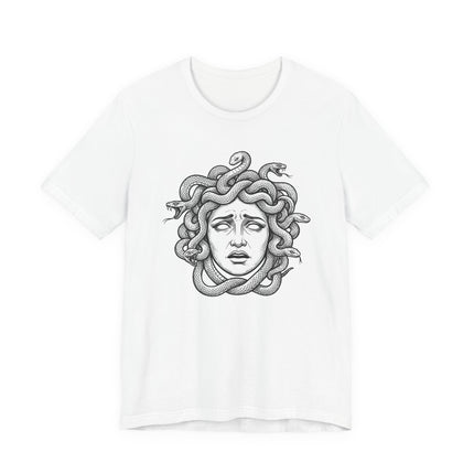 Distressed Medusa T-Shirt | Greek Mythology Gorgon Snake Hair Tee | Head