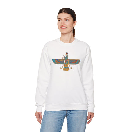 Faravahar Winged Symbol Sweatshirt | Zoroastrian Persian Graphic Pullover Sweatshirt