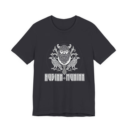 Huginn and Muninn raven graphic tee, featuring Norse mythology and Viking style art.