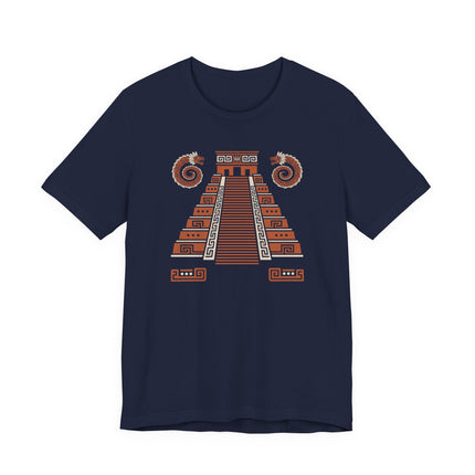 Mayan Pyramid T-Shirt | Gold Stepped Temple with Serpents Tee