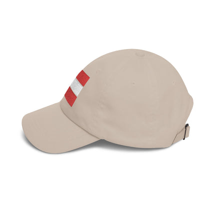Embroidered Austrian flag baseball cap in beige for national pride.