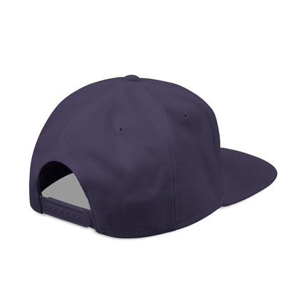 Dark snapback cap embroidered with triple moon and pentagram symbols.