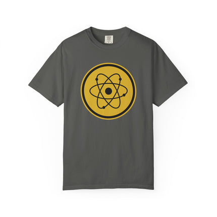 Retro Atomic Symbol Science T-Shirt - Golden Emblem Tee