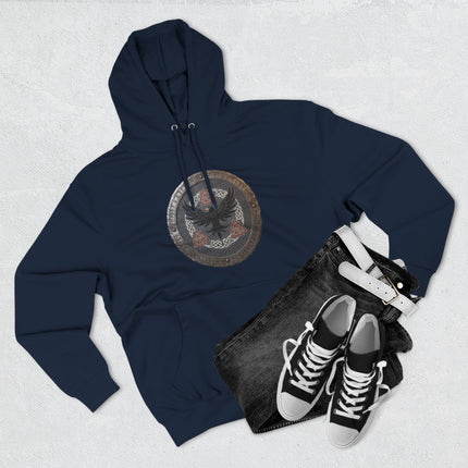 Norse Raven Shield Hoodie - Viking Mythology & Runic Symbols