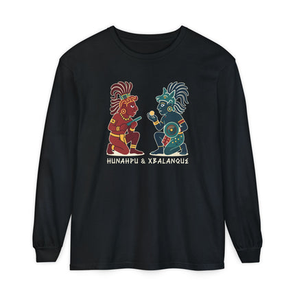 Hunahpu and Xbalanque Long Sleeve T-Shirt | Maya Hero Twins Art