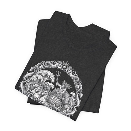 Poseidon Riding in His Sea Chariot Tee | Greek Mythology Art