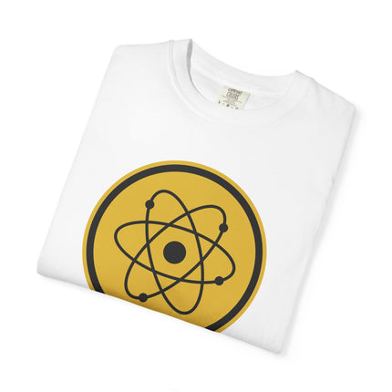 Retro Atomic Symbol Science T-Shirt - Golden Emblem Tee