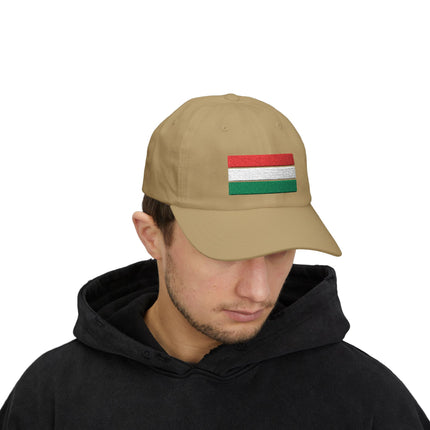 Embroidered Hungarian flag baseball cap for national pride.
