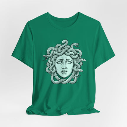 Distressed Medusa T-Shirt | Greek Mythology Gorgon Snake Hair Tee | Head
