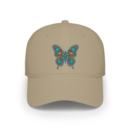 Huichol Butterfly DTF Print Baseball Cap | Native Mexican Art Hat