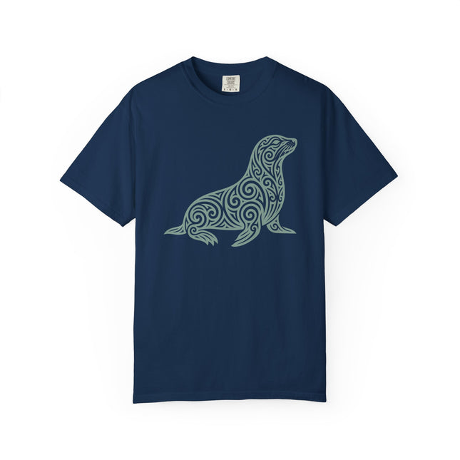 Tribal Swirl Seal T-Shirt | Ornate Marine Animal Graphic Tee | Comfort Colors