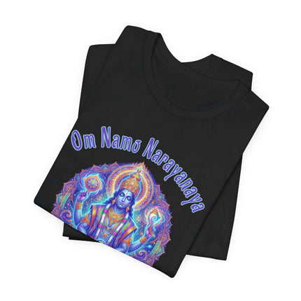 Lord Vishnu Om Namo Narayanaya mantra graphic tee for Hindu spiritual wear.