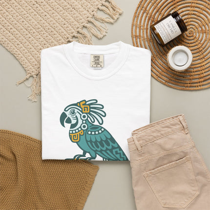 Mayan Parrot T-Shirt | Green Mesoamerican Inspired Bird Graphic
