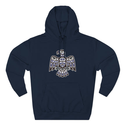 Indigenous Thunderbird hawk graphic in Northwest Coast Formline art style.