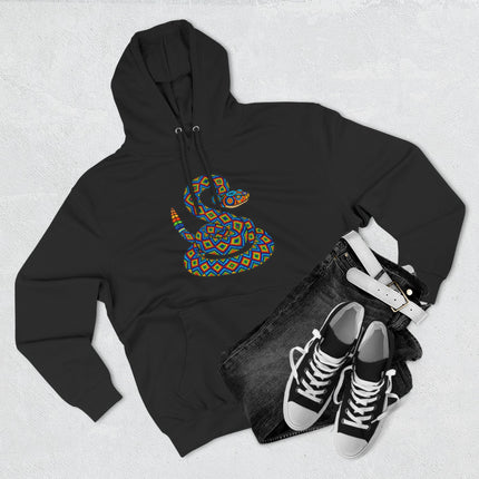 Huichol Rattlesnake Hoodie | Colorful Geometric Folk Art Pullover Hoodie