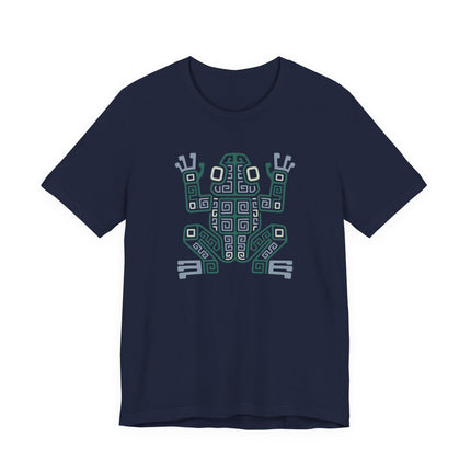 Mayan Frog T-Shirt | Olive and Cream Geometric Amphibian Design Tee