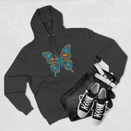 Huichol Butterfly Hoodie | Colorful Mexican Folk Art Indigenous Pullover Hoodie