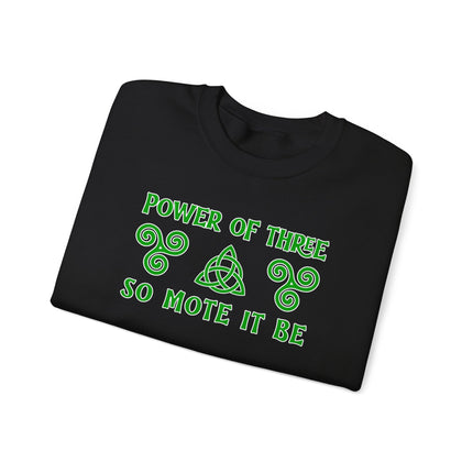 Witchy Celtic triquetra and triskelion symbols printed on unisex pullover sweater.