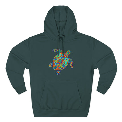 Huichol Turtle Hoodie | Vibrant Tribal Sea Turtle Pullover Hoodie