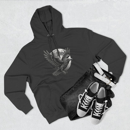 Raven with Moon Graphic Hoodie | Graphic Gothic Pullover V6
