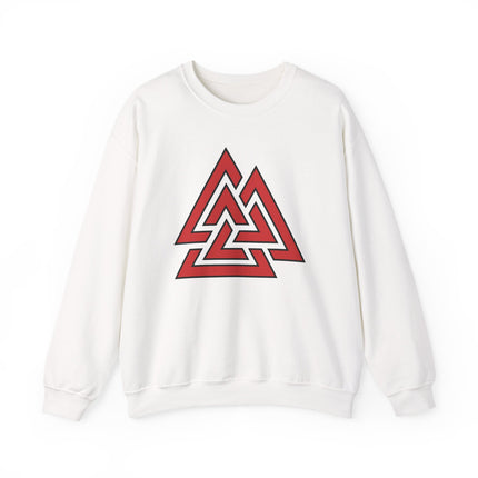 Red Valknut Norse Symbol Sweatshirt | Viking Asgard Symbol Unisex Pullover V1