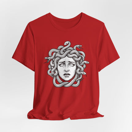 Distressed Medusa T-Shirt | Greek Mythology Gorgon Snake Hair Tee | Head