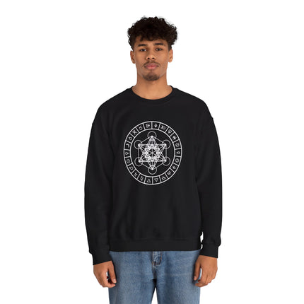 Metatron's Cube with Alchemy Symbols Sweatshirt | Graphic Unisex Pullover V2