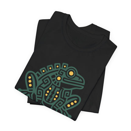 Aztec Frog T-Shirt | Green and Gold Geometric Animal Graphic Tee