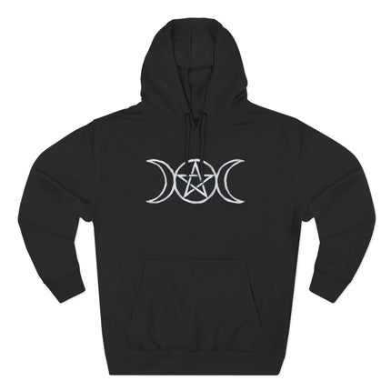 Triple Moon Pentagram Hoodie | Goddess Wiccan Witchy Pullover Hoodie