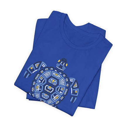 Mayan Turtle T-Shirt | Green and Gold Geometric Shell Design Tee