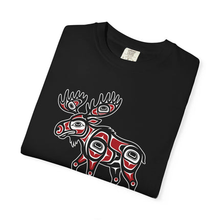 Moose Spirit Graphic Tee - Indigenous Style Formline Art T-Shirt