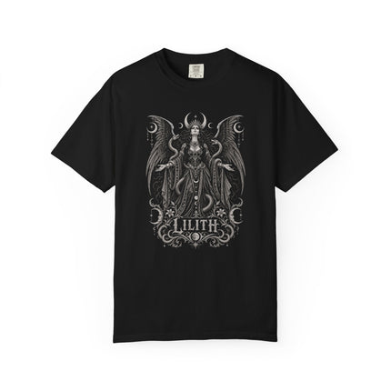 Lilith T-Shirt | Winged Dark Fantasy Figure and Crescent Moons