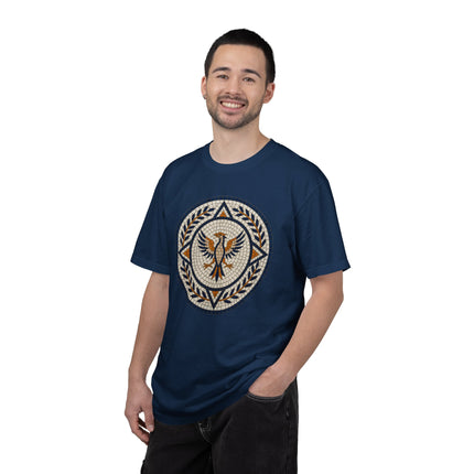 Mosaic Phoenix T-Shirt | Blue Roman Style Mythological Bird Graphic Tee