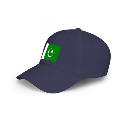 Pakistan flag baseball cap in navy blue. Patriotic country symbol apparel for national pride.