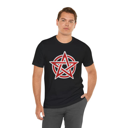 Red Pentagram Circle T-Shirt | Witchy Occult Star Symbol Graphic Tee