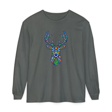 Huichol Deer Long Sleeve T-Shirt | Colorful Antler Graphic Tee