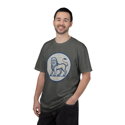 Blue Grey Mosaic Lion T-Shirt | Ancient Animal Graphic Tee | Comfort Colors