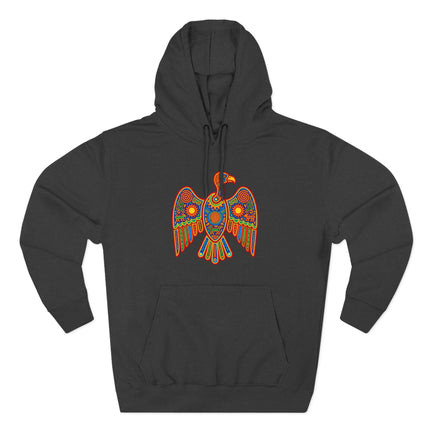 Huichol Vulture Hoodie | Colorful Indigenous Art Graphic Pullover Hoodie