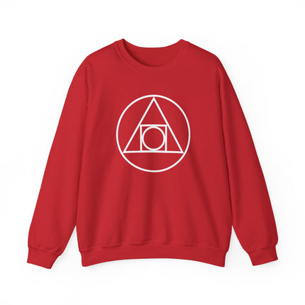 Alchemy symbol design featuring the Philosopher's Stone and sacred geometry graphic print on a unisex sweatshirt.