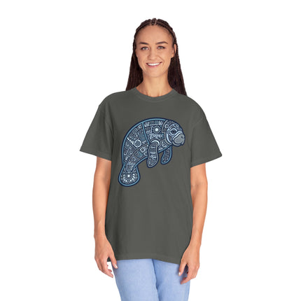 Mayan Manatee Geometric T-Shirt | Tribal Ocean Animal Unisex Unisex Tee