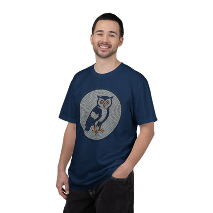 Mosaic Owl T-Shirt | Geometric Blue Grey Wisdom Graphic Tee | Comfort Colors